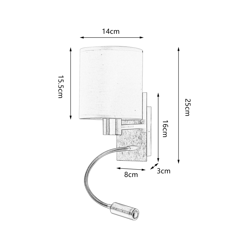 Brilagi - LED Flexible wall lamp NUBILA 1xE27/25W/230V + LED/3W matte chrome/grey