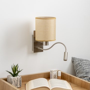 Brilagi - LED Flexible wall lamp NUBILA 1xE27/25W/230V + LED/3W matte chrome/light brown