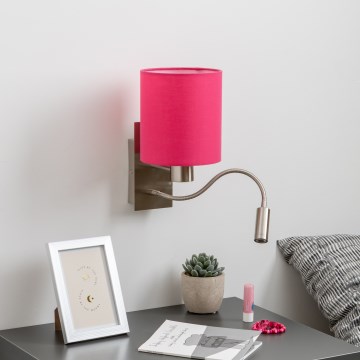 Brilagi - LED Flexible wall lamp NUBILA 1xE27/25W/230V + LED/3W matte chrome/pink