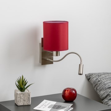 Brilagi - LED Flexible wall lamp NUBILA 1xE27/25W/230V + LED/3W matte chrome/Pompeian red