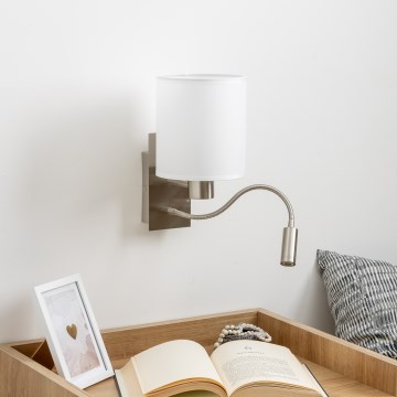 Brilagi - LED Flexible wall lamp NUBILA 1xE27/25W/230V + LED/3W matte chrome/white