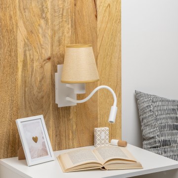 Brilagi - LED Flexible wall lamp NUBILA 1xE27/25W/230V + LED/3W white/light brown