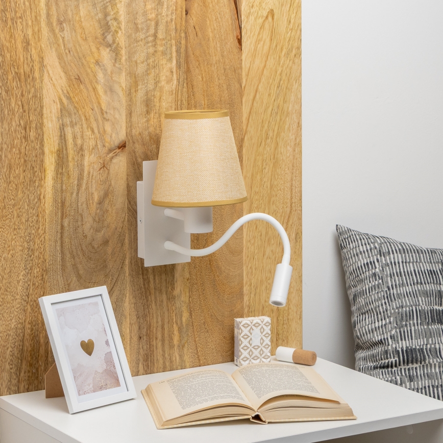 Brilagi - LED Flexible wall lamp NUBILA 1xE27/25W/230V + LED/3W white/light brown