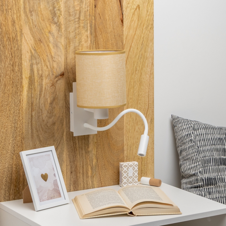 Brilagi - LED Flexible wall lamp NUBILA 1xE27/25W/230V + LED/3W white/light brown