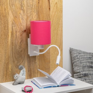 Brilagi - LED Flexible wall lamp NUBILA 1xE27/25W/230V + LED/3W white/pink