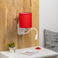 Brilagi - LED Flexible wall lamp NUBILA 1xE27/25W/230V + LED/3W white/red