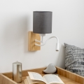 Brilagi - LED Flexible wall lamp NUBILA WOOD 1xE27/25W/230V + LED/3W oak/anthracite