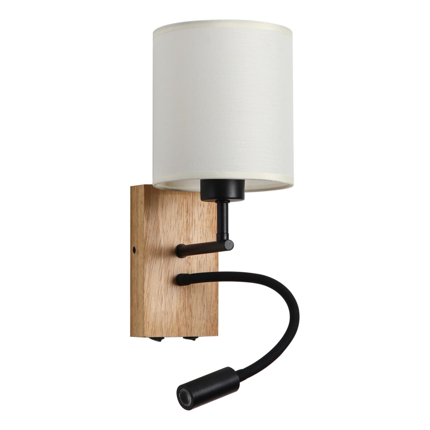 Brilagi - LED Flexible wall lamp NUBILA WOOD 1xE27/25W/230V + LED/3W oak/black/creamy
