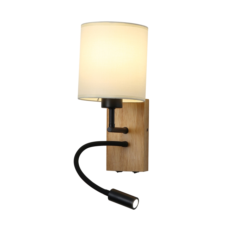 Brilagi - LED Flexible wall lamp NUBILA WOOD 1xE27/25W/230V + LED/3W oak/black/creamy