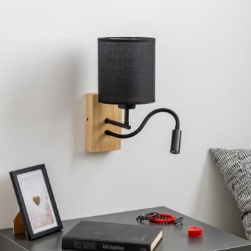 Brilagi - LED Flexible wall lamp NUBILA WOOD 1xE27/25W/230V + LED/3W oak/black