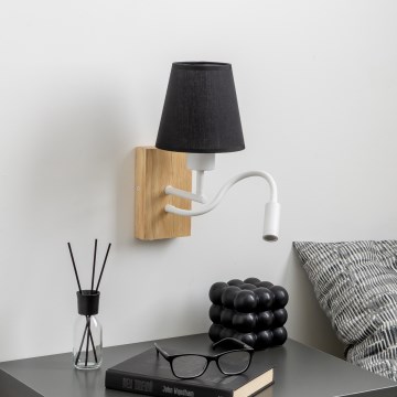 Brilagi - LED Flexible wall lamp NUBILA WOOD 1xE27/25W/230V + LED/3W oak/black