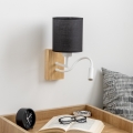 Brilagi - LED Flexible wall lamp NUBILA WOOD 1xE27/25W/230V + LED/3W oak/black
