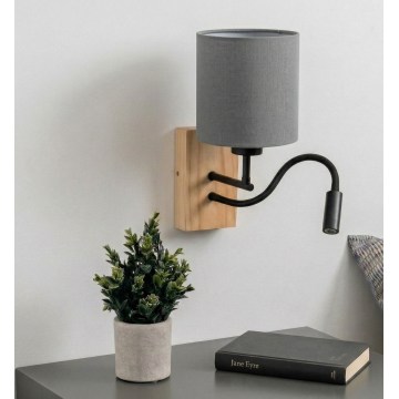 Brilagi - LED Flexible Wall Lamp NUBILA WOOD 1xE27/25W/230V + LED/3W oak/black/light gray