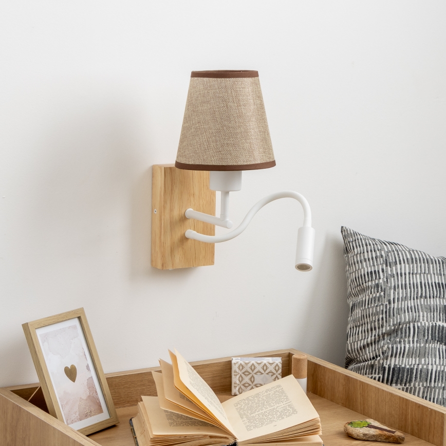 Brilagi - LED Flexible wall lamp NUBILA WOOD 1xE27/25W/230V + LED/3W oak/brown