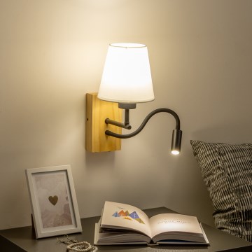 Brilagi - LED Flexible wall lamp NUBILA WOOD 1xE27/25W/230V + LED/3W oak/creamy