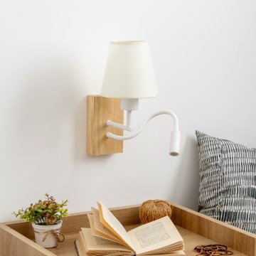 Brilagi - LED Flexible wall lamp NUBILA WOOD 1xE27/25W/230V + LED/3W oak/creamy