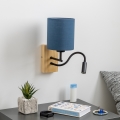 Brilagi - LED Flexible wall lamp NUBILA WOOD 1xE27/25W/230V + LED/3W oak/dark blue