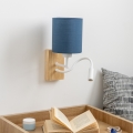 Brilagi - LED Flexible wall lamp NUBILA WOOD 1xE27/25W/230V + LED/3W oak/dark blue