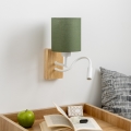 Brilagi - LED Flexible wall lamp NUBILA WOOD 1xE27/25W/230V + LED/3W oak/green