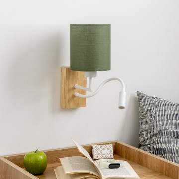 Brilagi - LED Flexible wall lamp NUBILA WOOD 1xE27/25W/230V + LED/3W oak/green