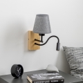 Brilagi - LED Flexible wall lamp NUBILA WOOD 1xE27/25W/230V + LED/3W oak/grey