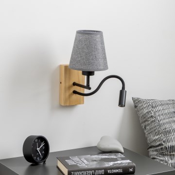 Brilagi - LED Flexible wall lamp NUBILA WOOD 1xE27/25W/230V + LED/3W oak/grey