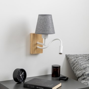 Brilagi - LED Flexible wall lamp NUBILA WOOD 1xE27/25W/230V + LED/3W oak/grey