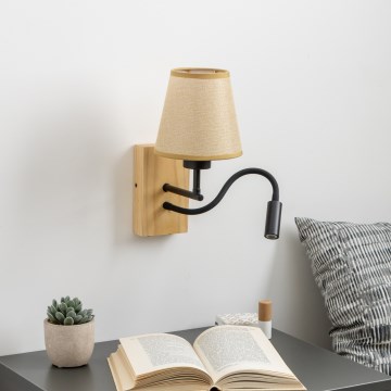 Brilagi - LED Flexible wall lamp NUBILA WOOD 1xE27/25W/230V + LED/3W oak/light brown