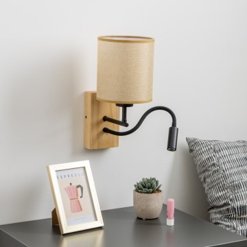 Brilagi - LED Flexible wall lamp NUBILA WOOD 1xE27/25W/230V + LED/3W oak/light brown