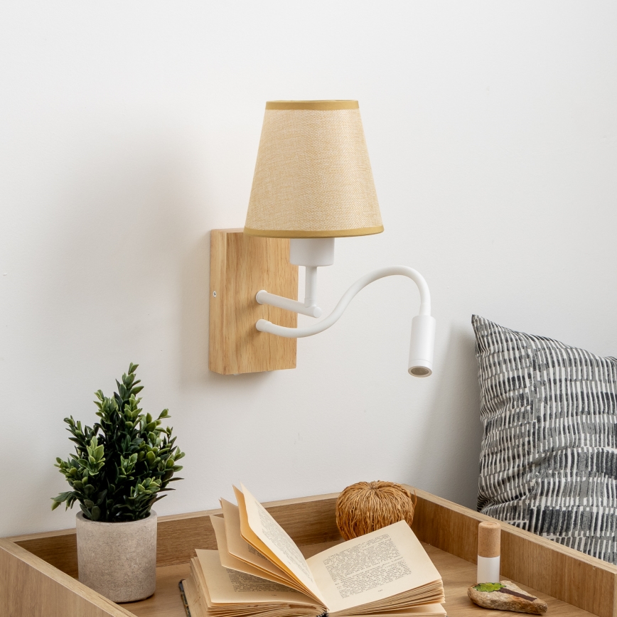 Brilagi - LED Flexible wall lamp NUBILA WOOD 1xE27/25W/230V + LED/3W oak/light brown