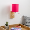 Brilagi - LED Flexible wall lamp NUBILA WOOD 1xE27/25W/230V + LED/3W oak/pink
