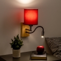 Brilagi - LED Flexible wall lamp NUBILA WOOD 1xE27/25W/230V + LED/3W oak/Pompeian red