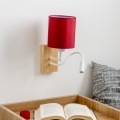 Brilagi - LED Flexible wall lamp NUBILA WOOD 1xE27/25W/230V + LED/3W oak/Pompeian red