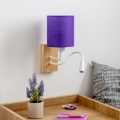 Brilagi - LED Flexible wall lamp NUBILA WOOD 1xE27/25W/230V + LED/3W oak/purple
