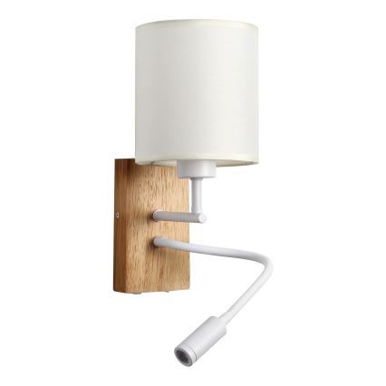 Brilagi - LED Flexible wall lamp NUBILA WOOD 1xE27/25W/230V + LED/3W oak/white/creamy