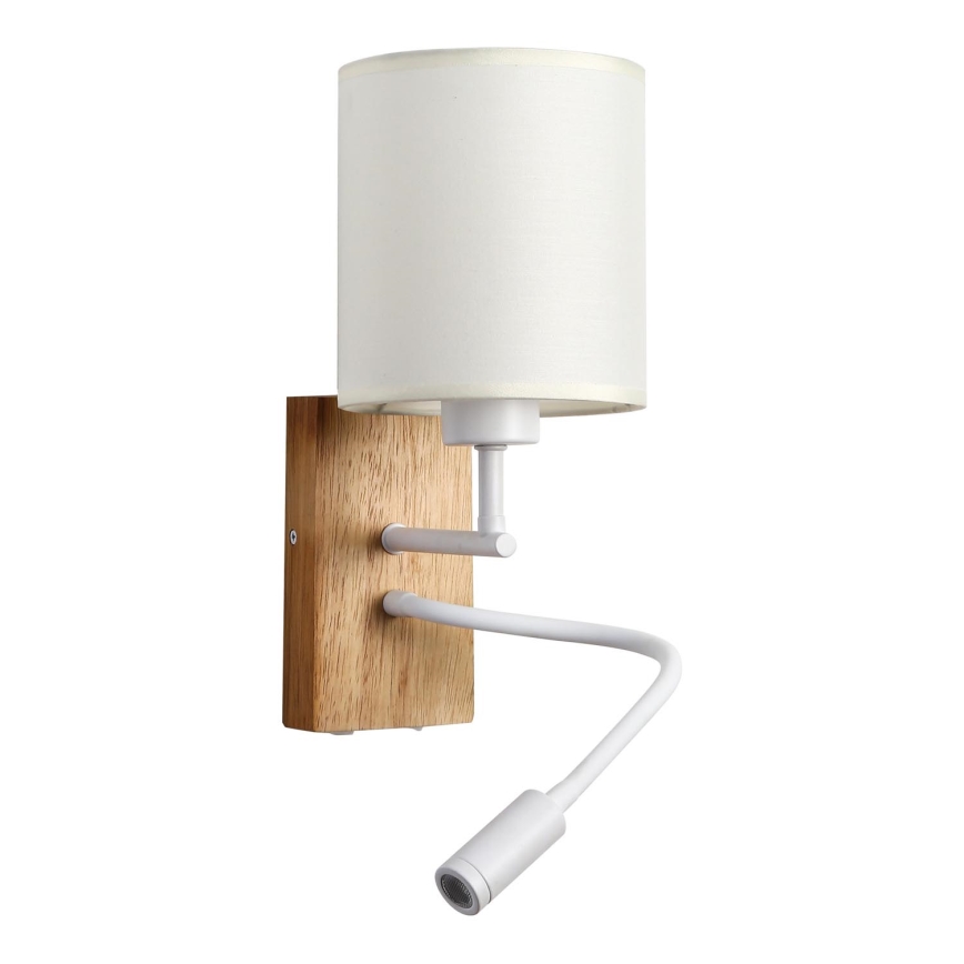 Brilagi - LED Flexible wall lamp NUBILA WOOD 1xE27/25W/230V + LED/3W oak/white/creamy
