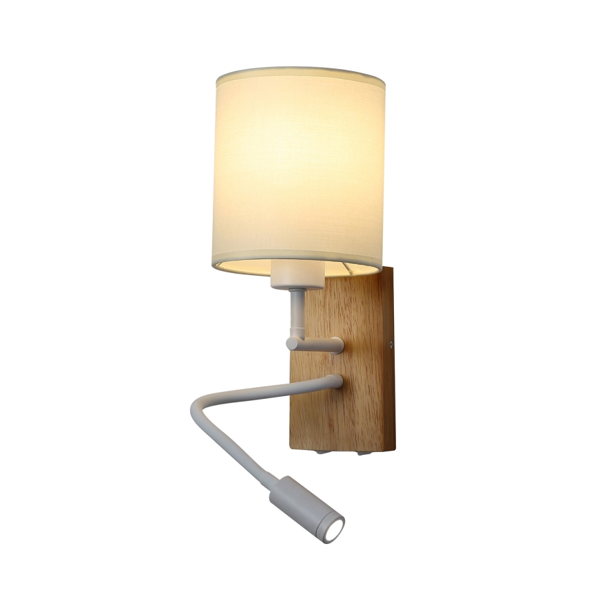 Brilagi - LED Flexible wall lamp NUBILA WOOD 1xE27/25W/230V + LED/3W oak/white/creamy