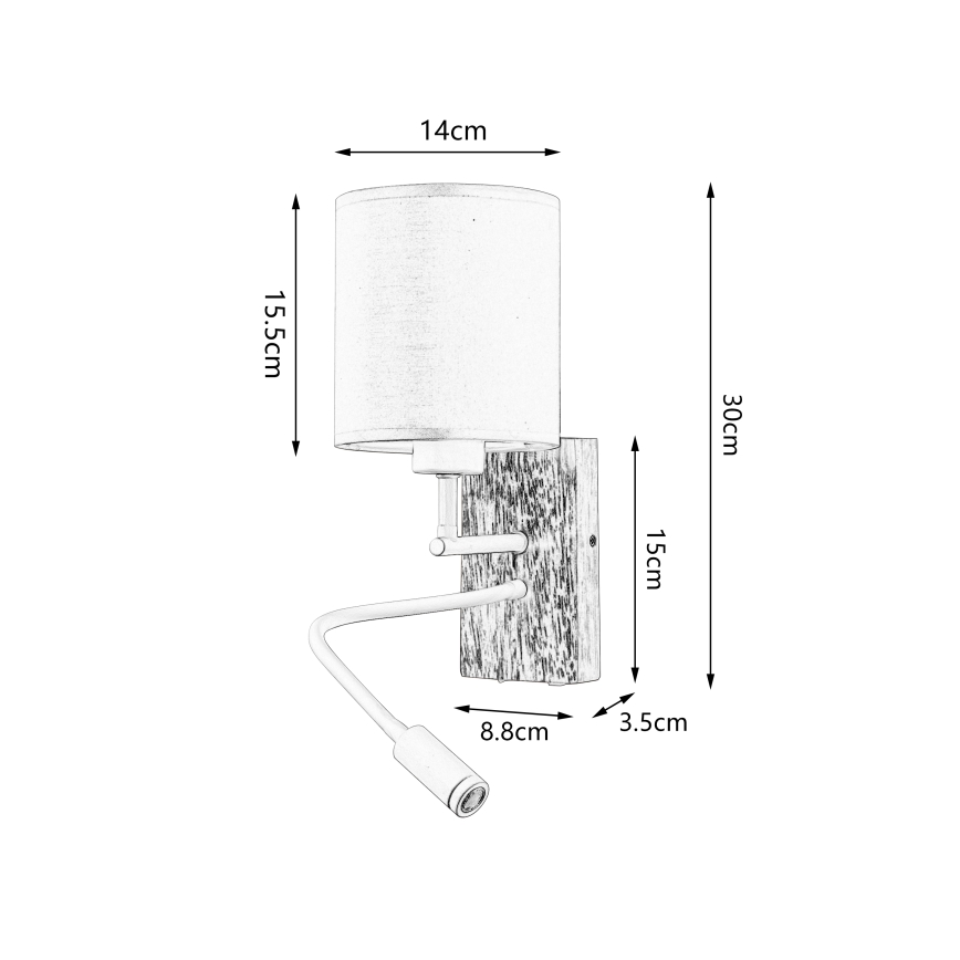 Brilagi - LED Flexible wall lamp NUBILA WOOD 1xE27/25W/230V + LED/3W oak/white/creamy