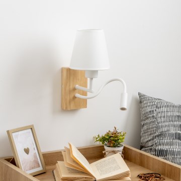 Brilagi - LED Flexible wall lamp NUBILA WOOD 1xE27/25W/230V + LED/3W oak/white