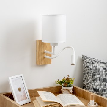 Brilagi - LED Flexible wall lamp NUBILA WOOD 1xE27/25W/230V + LED/3W oak/white