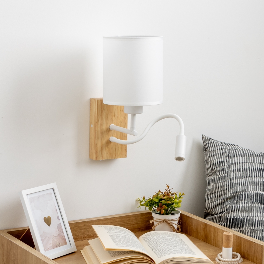 Brilagi - LED Flexible wall lamp NUBILA WOOD 1xE27/25W/230V + LED/3W oak/white