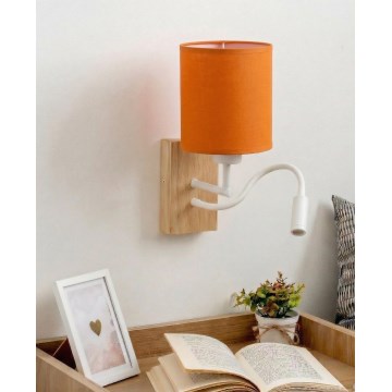 Brilagi - LED Flexible Wall Lamp NUBILA WOOD 1xE27/25W/230V + LED/3W oak/white/orange