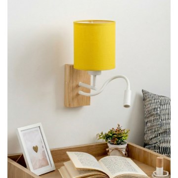 Brilagi - LED Flexible Wall Lamp NUBILA WOOD 1xE27/25W/230V + LED/3W oak/white/yellow