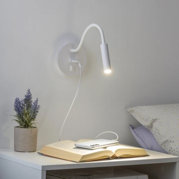Brilagi - LED Flexible wall lamp with USB port MAYA LED/3W/230V 4000K white