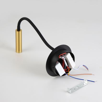 Brilagi - LED Flexible wall lamp with USB port MAYA LED/3W/230V 4000K black/gold