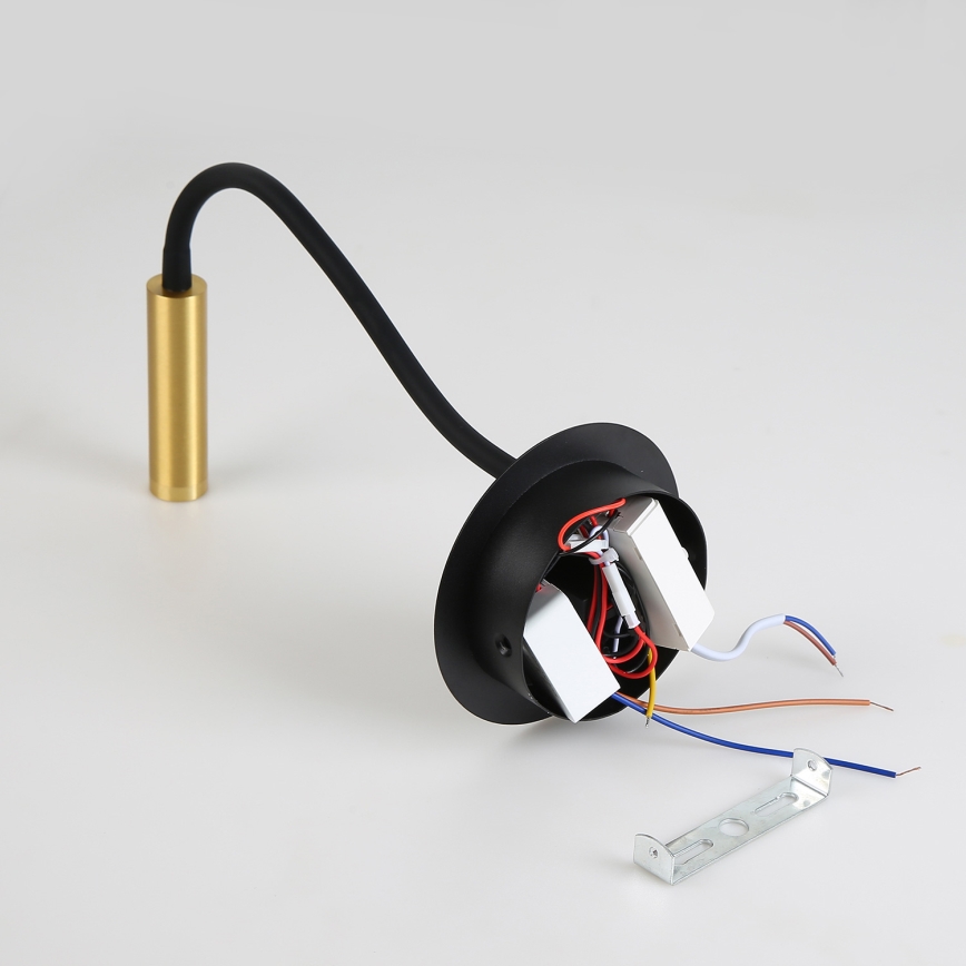 Brilagi - LED Flexible wall lamp with USB port MAYA LED/3W/230V 4000K black/gold