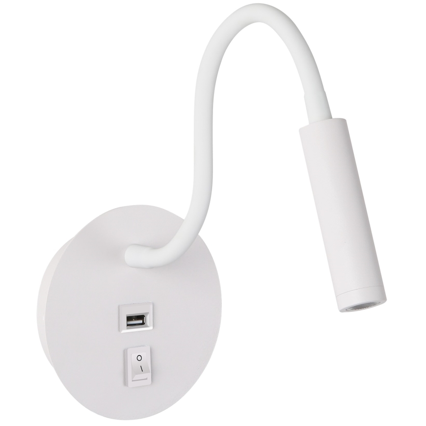 Brilagi - LED Flexible wall lamp with USB port MAYA LED/3W/230V 4000K white
