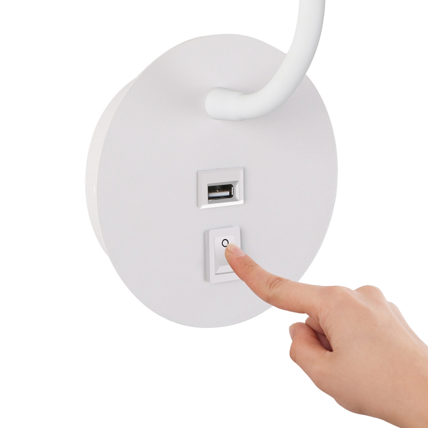 Brilagi - LED Flexible wall lamp with USB port MAYA LED/3W/230V 4000K white