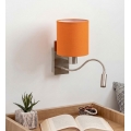 Brilagi - LED Flexible Wall Light NUBILA 1xE27/25W/230V + LED/3W Matte Chrome/Orange