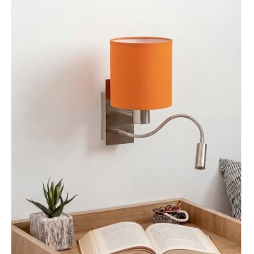 Brilagi - LED Flexible Wall Light NUBILA 1xE27/25W/230V + LED/3W Matte Chrome/Orange